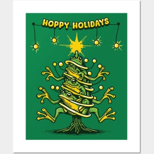 Hoppy Holidays Frogs - Christmas Tree Posters and Art